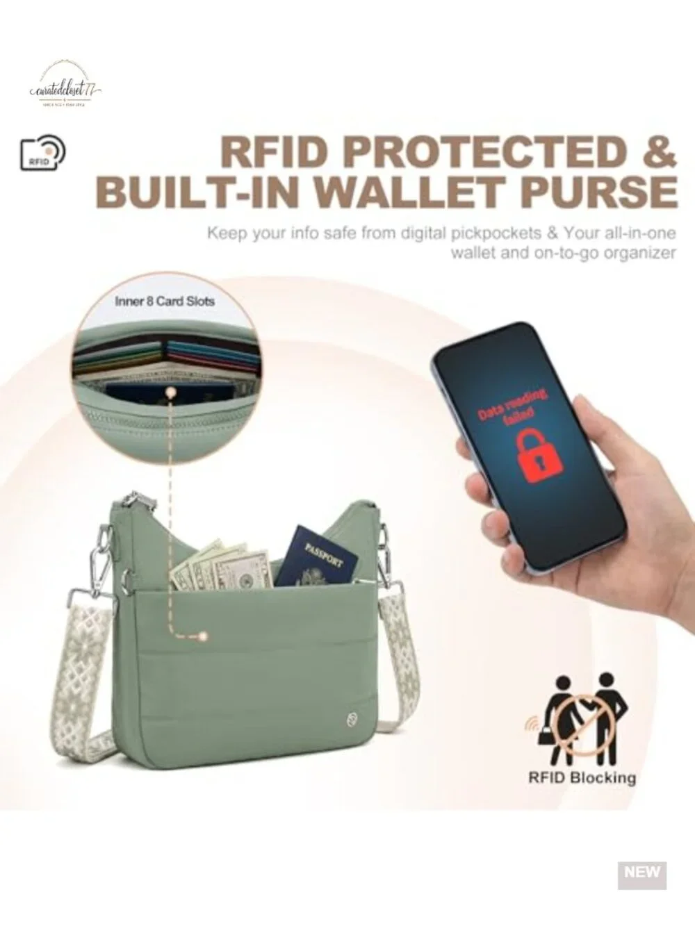 Anti-Theft RFID Crossbody Hobo Bag Quilted Nylon Puffer Purse Women's
